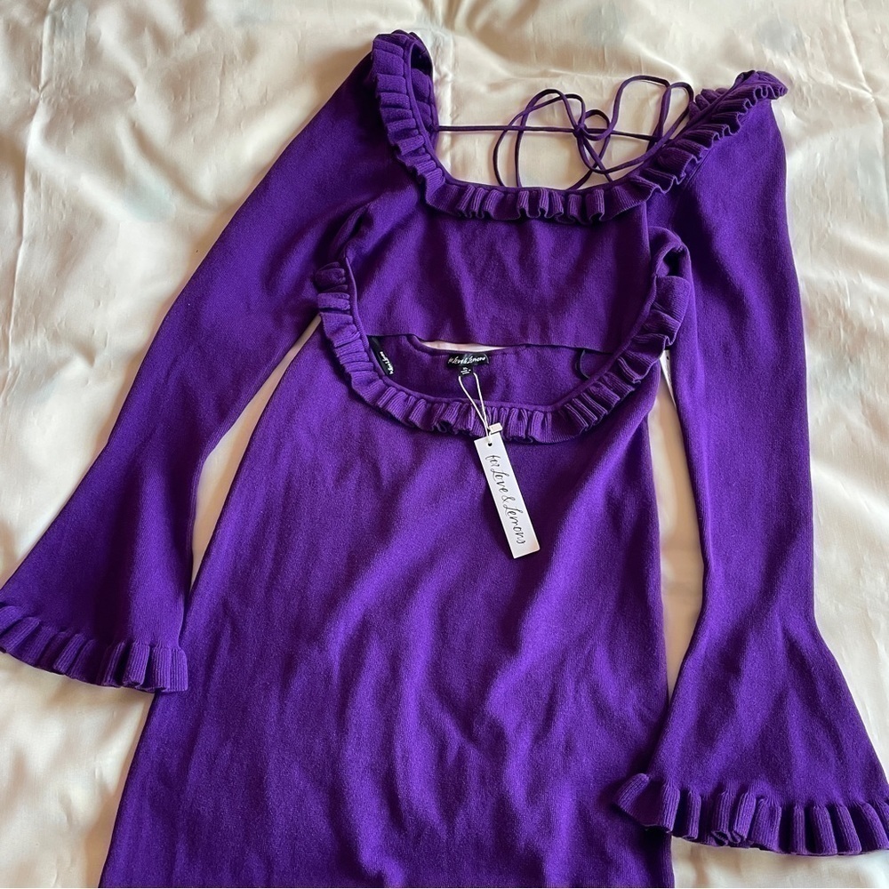 NEW! For Love and Lemons- Stevie Purple Maxi Dress Cut Out Details Size XL NWT - Picture 5 of 6